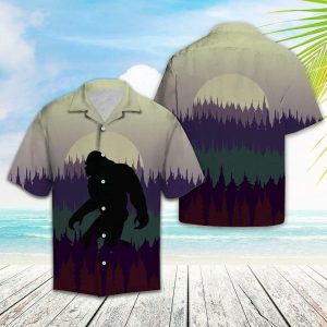 Bigfoot Hawaii Shirt Walking Bigfoot In The Forest Purple Hawaiian KLA Shirt