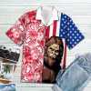 Bigfoot Hawaiian Shirt Bigfoot American Flag Footprints Hawaii KLA Shirt