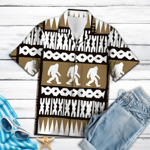 Bigfoot Hawaiian Shirt Bigfoot Retro Brown Pattern Hawaii KLA Shirt