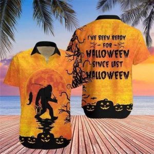 Bigfoot I’Ve Been Ready For Halloween Trendy Hawaiian Shirt, Unisex Print KLA Short Sleeve Casual Shirt