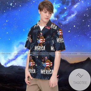 Bigfoot Proud America Independence Day Tropical Hawaiian Shirts