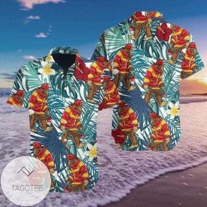 Bigfoot Proud Firefighter Summer Vibe Tropical Hawaiian Shirts