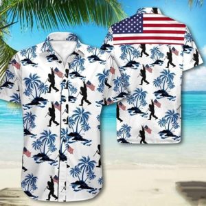 Bigfoot Proud Of America 4Th Of July Tropical – Bigfoot Trendy Hawaiian Shirt, Summer Gift For Women – Men