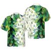 Bigfoot Silhouettes In Tropical Trendy Hawaiian Shirts For Men, Green Sasquatch Shirts, Bigfoot Tropical Summer KLA Shirt For Men