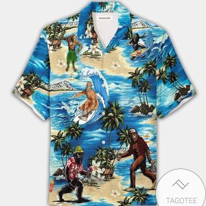 Bigfoot Surfing Enjoy Summer Vacation Tropical Hawaiian Shirts