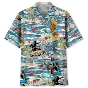 Bigfoot Surfing Trendy Hawaiian Shirt