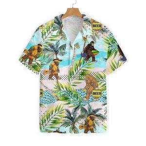 Bigfoot Trendy Hawaiian Shirt Bigfoot Summer Vacation Palm Tree Hawaii KLA Shirt