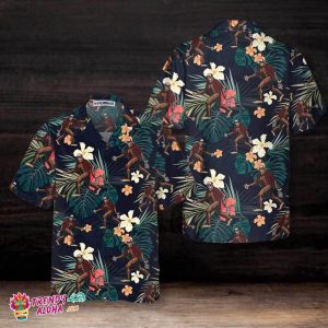 Bigfoot With Tropical Leaves Funny Halloween Hawaiian Shirt, Best Halloween Shirt For Men And Women