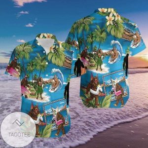 Bigfoot’s Festive Christmas Antics on Hawaiian Shirt Design