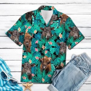 Bison Tropical Patterned Hawaiian Shirt for Cow Aficionados