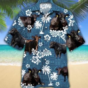 Black Angus Cow Hibiscus Trendy Hawaiian Shirt Unisex, Cow Trendy Hawaiian Shirts, Cow Lovers