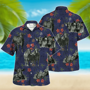 Black Angus Cow Trendy Hawaiian Shirt, Animal Trendy Hawaiian Shirts, Farmer Shirt For Men And Women