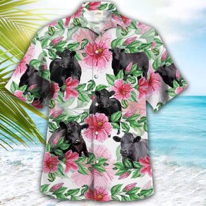 Black Angus Cow Trendy Hawaiian Shirt, Farmer Trendy Hawaiian Shirts, Summer Tropical Shirts, Gift For Him, Funny Trendy Hawaiian Shirts