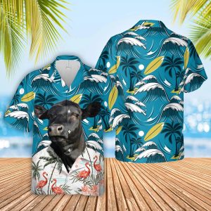 Black Angus Hawaiian Shirt Highlighted In Fun Vibrant Designs Quality Print