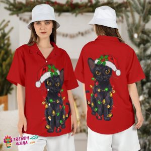 Black Cat Christmas Tree Light Meowy Xmas Santa KLA Hawaiian