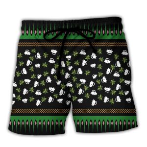 Black Cat Wreck The Tree And Blame The Doggie Merry Christmas Trendy KLA Hawaiian Beach Shorts