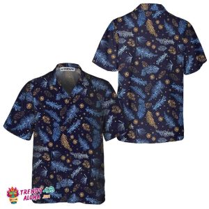 Blueish Winter Nature Hawaiian Shirt, Festive Christmas Shirt, Best Gift For Christmas