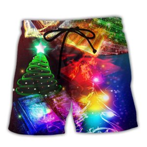 Book Christmas Merry Everything Happy Always Trendy KLA Hawaiian Beach Shorts