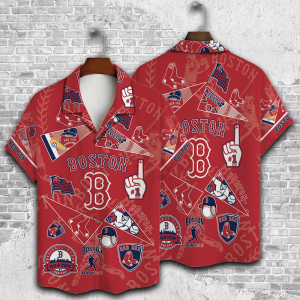 Boston Red Sox Three Dimensional Hawaiian Shirt
