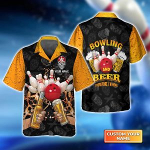 Bowling And Beer Therefore I’m Here Trendy Hawaiian Shirt, Bowling Trendy Hawaiian Shirt For Men, Women, Bowling Team Shirt