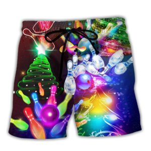 Bowling Christmas Merry Everything Happy Always Trendy KLA Hawaiian Beach Shorts