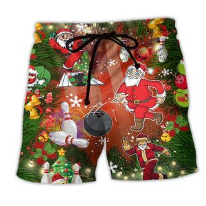 Bowling Do You Wanna Solo Bowling With Santa Claus Trendy KLA Hawaiian Beach Shorts