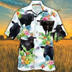 Brahman Angus Tropical Flower Hawaii Shirt, Cow Trendy Hawaiian Shirt For Summer Gifts