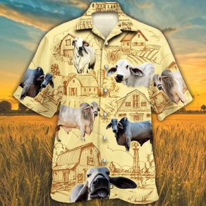 Brahman Cattle Lovers Farm Trendy Hawaiian Shirt, Cow Trendy Hawaiian Shirt For Summer Gifts