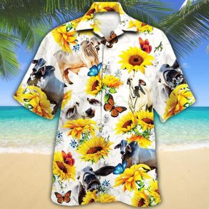 Brahman Cattle Trendy Hawaiian Shirt White, Cow Trendy Hawaiian Shirt For Summer Gifts