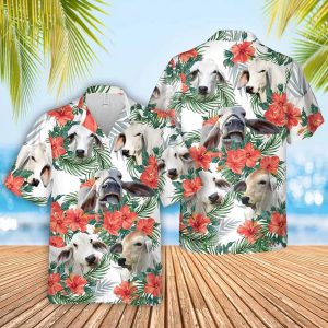 Brahman Cow Hawaiian Flowers Trendy Hawaiian Shirt, Gift For Farm Clothing, Summer Gift For Men And Women