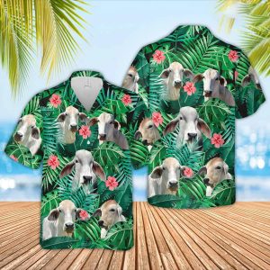 Brahman Cow Trendy Hawaiian Shirt, Farmer Trendy Hawaiian Shirts, Summer Tropical Shirts, Gift For Him, Funny Trendy Hawaiian Shirts