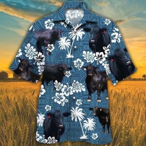 Brangus Cattle Lovers Blue Tribal Pattern Trendy Hawaiian Shirt, Cow Trendy Hawaiian Shirt For Summer Gifts