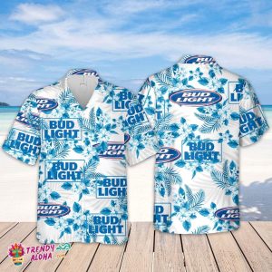 Bud Light Hawaiian Flowers Pattern Shirt, Hawaiian Beer Lover Shirt, Classic Flowers Beer KLA Shirt