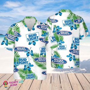 Bud Light Hawaiian Hibiscus Flower Pattern,Tropical Beach Shirt, Hawaiian Flower Shirt, Hawaiian Beer Shirt