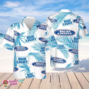 Bud Light Hawaiian Palm Leaves Pattern Shirt, Beer Summer Party Hawaiian Shirt, Schlitz Beer Shirt