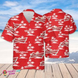Budweiser Hawaiian Coconut Island Pattern Hawaiian Beer Lover Shirt, Classic Flowers Beer KLA Shirt