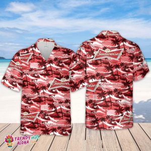 Budweiser Hawaiian Sea Island Pattern Hawaiian Shirt, Summer Beer Hawaiian Shirt