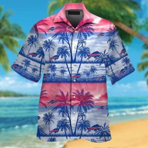 Buffalo Bills Short Sleeve Tropical Hawaiian Button Up Shirt Luxury