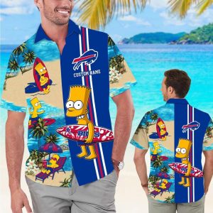 Buffalo Bills Simpsons Name Personalized Short Sleeve Button Up Tropical Hawaiian Shirt