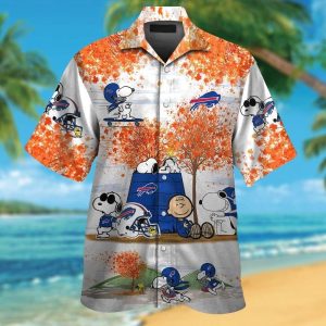 Buffalo Bills Snoopy Autumn Short Sleeve Button Up Tropical Hawaiian Shirt