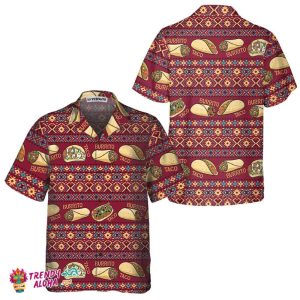 Burgundy Taco Mexican Folk Taco Hawaiian Shirt, Funny Taco Shirts For Men And Women, Taco Gift For Taco Lover