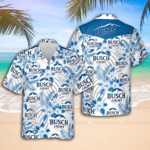 Busch Light Unisex Trendy Hawaiian Shirt Latte Beer Button Up