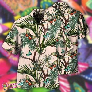 Butterfly Blue Leaf Men’s 3D Hawaiian Shirt for Summer Beach Fun