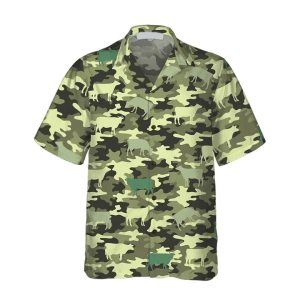 Camouflage Cow All Printed 3D Trendy Hawaiian Shirt, Summer KLA Shirt Men And Women
