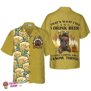 Camping Bear Drink Beer Hawaiian Shirt