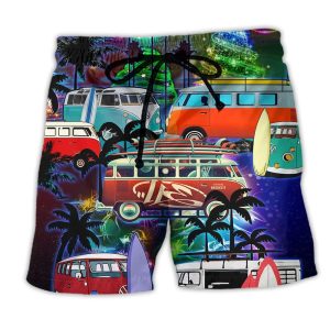 Camping Van Merry Christmas Happy Stunning Trendy KLA Hawaiian Beach Shorts