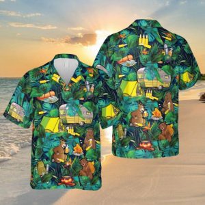Camping With Beer Hawaiian T-Shirt, Camping Tent Apparel