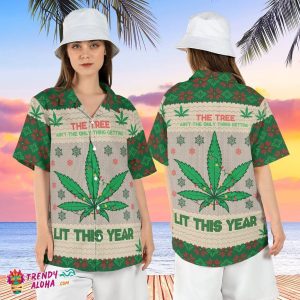 Cannabis Christmas Tree Hawaiian Xmas Smoking Weed KLA Shirt