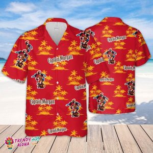 Captain Morgan Hawaiian Coconut Island Pattern Hawaiian Beer Lover Shirt, Classic Flowers Beer KLA Shirt