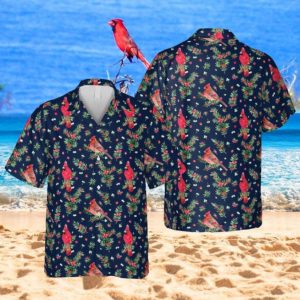 Cardinal Mistletoe Hawaii Shirt, Christmas Clothing